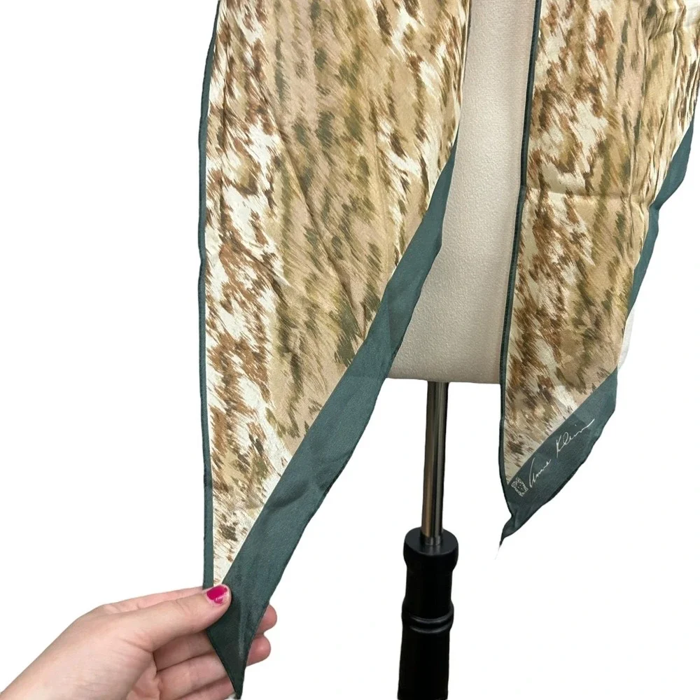 Anne Klein Vintage Silk Scarf Hair‎ Scarf Purse Tie Neutral Hand Rolled Luxury